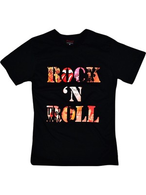 stonedfame Rock And Roll Baskılı T-Shirt