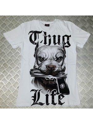 stonedfame Thug Lıfe Baskılı T-Shirt