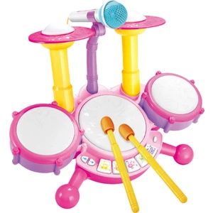 Çocuk Toddler Elektrikli Davul Kiti Mikrofon ile Set Çocuk Müzikal Oyuncaklar Pembe (Yurt Dışından)
