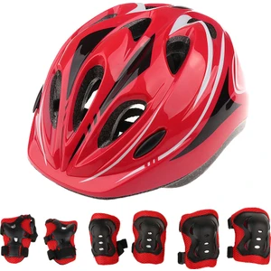 7 Parça Çocuk Çocuk Rulo Paten Bisiklet Kask Diz Bilek Guard Dirsek Pedi Set Kırmızı  (Yurt Dışından)