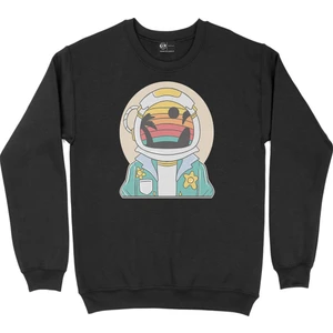 Astronot Uzayda Siyah Sweatshirt