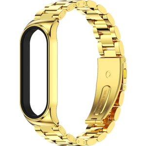Metal Üç Boncuk Paslanmaz Çelik Kordonlu Saati Xiaomi Mi Band İçin 6/5/4/3 (Yurt Dışından)