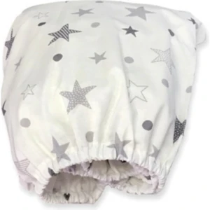 Pamuklu Bebek ve Çocuk Lastikli Çarşaf Beyaz Zemin Gri Yıldızlar 40X80