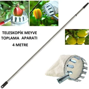 Meyve Toplama Aparatı Sepeti Çap Ø16 cm 4 Metre Teloskopik Saplı