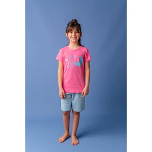 Kız Çocuk Pembe Moon Şortlu Pijama Takımı (5-12YAŞ)