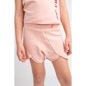 Kız Çocuk Pudra Bel Lastikli Asimetrik Kesim Şort (4-12YAŞ)