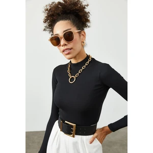 Siyah Yarım Balıkçı Yaka Kaşkorse Bluz 2KXK2-45453-02