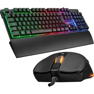 Km-Rx7 Fortuna Gökkuşağı Aydınlatmalı USB Combo Q Klavye + 6400 Dpı Mouse
