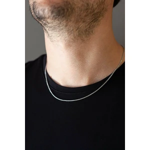 The Collection Unisex Gümüş Ince Yılan Model Çelik Zincir Erkek Kolye
