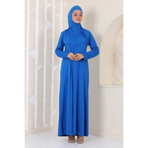 Pratik Fermuarlı Namaz Elbisesi Indigo