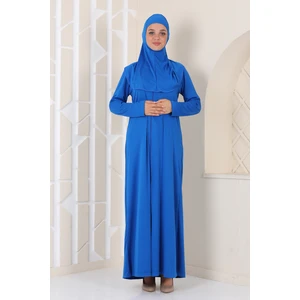 Pratik Fermuarlı Namaz Elbisesi Indigo