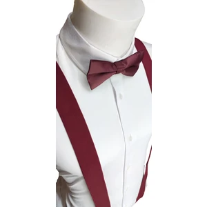 Elegante Cravatte Bordo Renk Pantolon Askısı ve Papyon Seti