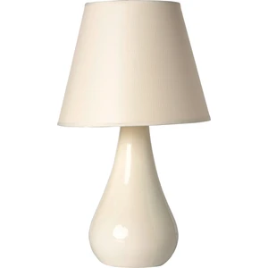 Nisa Luce Damla Büyük Abajur Seramik - Beyaz / Krem Biyeli