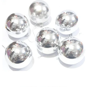 Funworld Yılbaşı Yeni Yıl Süsü Çam Ağacı Süs Top 10 cm 6'lı Gümüş