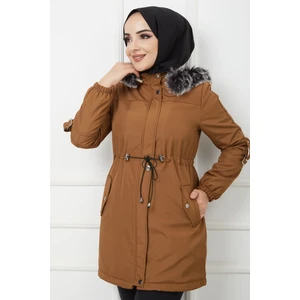 Vibeys Collection Taba Içi Kürkü ve Su Geçirmez Bayan Kışlık Mont & Kaban