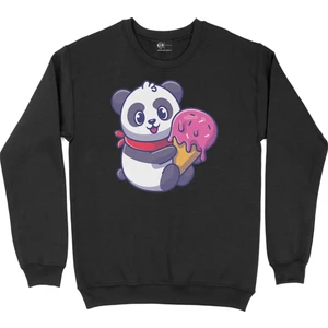 Dondurmalı Panda Siyah Sweatshirt