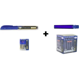 Kartuşlu Tahta Kalemi Mavi 12'li (1 Paket) + Rubenis Tahta Kalemi Kartuşu Mavi 36'lı ( 1 Paket)