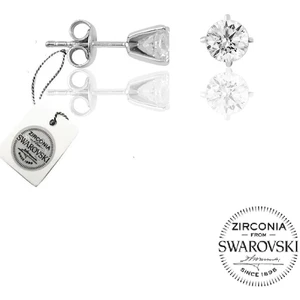 Söğütlü Silver Gümüş Swarovski Tek Taş Küpe