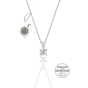 Söğütlü Silver Gümüş Swarovski Tek Taş Kolye