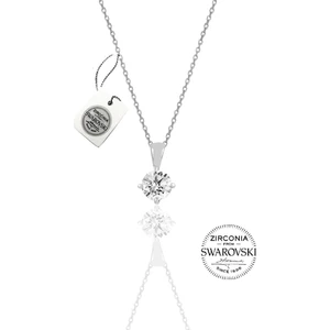 Söğütlü Silver Gümüş Swarovski Tek Taş Kolye