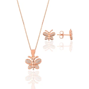 Söğütlü Silver Gümüş  Rose Kelebek Modeli Ikili Set