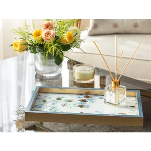 English Home Floret Cam Dekoratıf Tepsı 22X37 cm Mavi