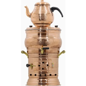 Bakır Semaver 7 Lt Oval Odunlu ve Kömürlü