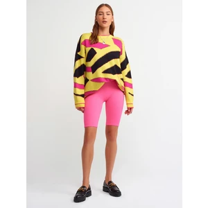 7929 Yüksek Bel Biker Şort-Neon Fuşya