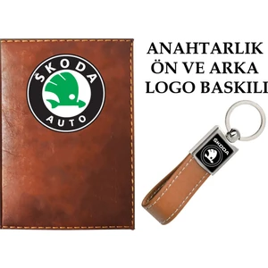 Promosyon Denizi Skoda  Logolu Taba Ruhsat Kabı ve Skoda Logolu Anahtarlık