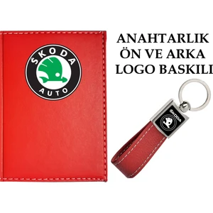 Promosyon Denizi  Skoda  Logolu Kırmızı Ruhsat Kabı ve Skoda Logolu Anahtarlık
