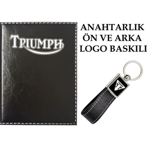 Promosyon Denizi  Tpıumph  Logolu Siyah Ruhsat Kabı ve Tpıumph Logolu Anahtarlık