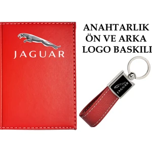 Promosyon Denizi  Jaguar Logolu Kırmızı Ruhsat Kabı ve Jaguar Logolu Anahtarlık