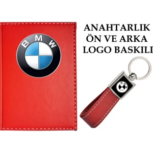 Promosyon Denizi  Bmw Logolu Kırmızı Ruhsat Kabı ve Bmw Logolu Anahtarlık