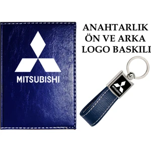 Promosyon Denizi  Mıtsubıshı  Logolu Lacivert Ruhsat Kabı ve Mıtsubısh Logolu Anahtarlık