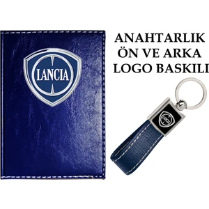 Promosyon Denizi  Lancıa Logolu Lacivert Ruhsat Kabı ve Lancıa Logolu Anahtarlık