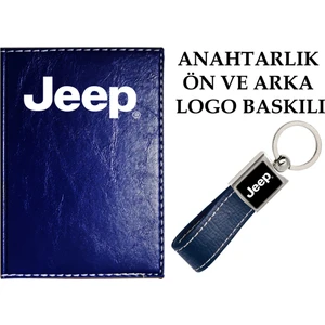 Promosyon Denizi  Jeep Logolu Lacivert Ruhsat Kabı ve Jeep Logolu Anahtarlık