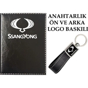 Promosyon Denizi  Ssangyoung  Logolu Siyah Ruhsat Kabı ve Ssangyoung Logolu Anahtarlık