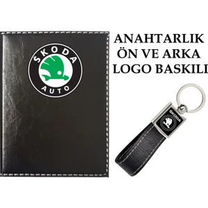 Promosyon Denizi  Skoda  Logolu Siyah Ruhsat Kabı ve Skoda Logolu Anahtarlık