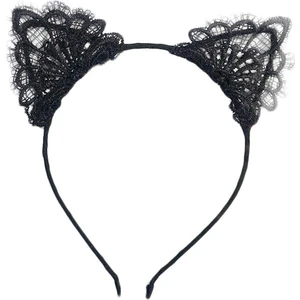 Dantelli Kedi Kulaklı Siyah Taç
