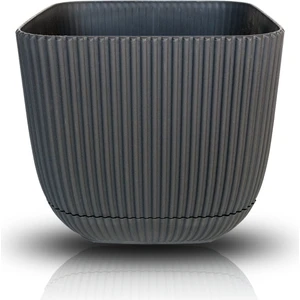 1.8lt 15X15X13 cm Dekoratif Mercan Desenli Tabaklı Mat Plastik Saksı No3
