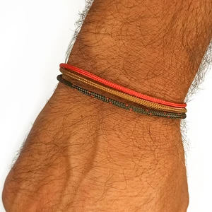 Erkek Bileklik, Şık Renk Kombin, 3 Sıralı Tasarım