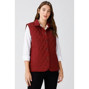 Desen Triko Kadın Kapitone Yelek 02421437 Bordo