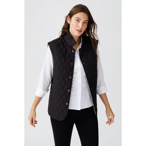 Desen Triko Kadın Kapitone Yelek 02421437 Siyah