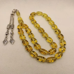 Toprak Fosilli Toz Kehribar Iri Kapsül Model 33'lü Tesbih