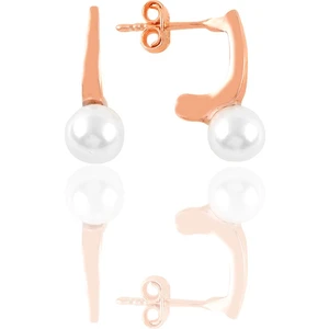 Söğütlü Silver Gümüş Rose Incili Modern Tasarımlı Küpe