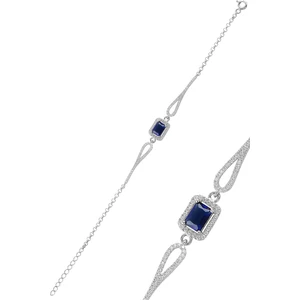 Söğütlü Silver Gümüş Pırlanta Modeli Safir ve Zirkon Taşlı Baget Bileklik