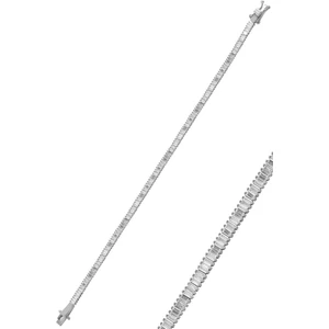 Söğütlü Silver Gümüş Pırlanta Modeli Beyaz Altın Rodajlı Baget Taşlı Bileklik