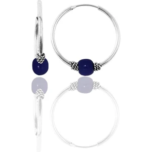 Söğütlü Silver Gümüş 17 mm Çivit Mavisi Halka Küpe