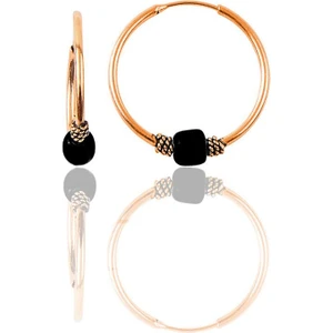 Söğütlü Silver Gümüş Rose 17 mm Siyah Taşlı Halka Küpe