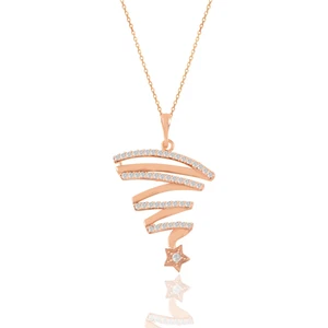 Söğütlü Silver Gümüş Rose Zirkon Taşlı Kuyruklu Yıldız Kolye